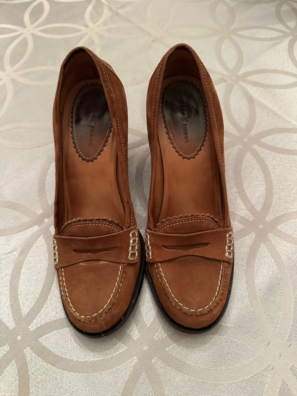 Forth & Towne Vintage Wedge Penny Loafer Shoes size 8 Walnut Brown EUC